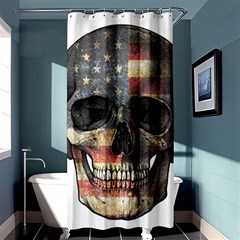 American Flag Skull Shower Curtain 36  X 72  (stall)  by Valentinaart