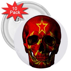 Russian Flag Skull 3  Buttons (10 Pack)  by Valentinaart