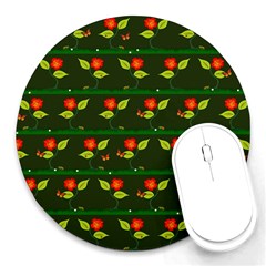 Plants And Flowers Round Mousepads by linceazul