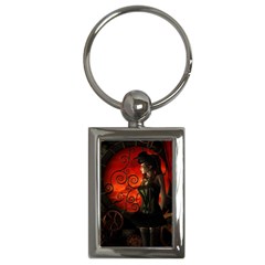 Steampunk, Wonderful Steampunk Lady In The Night Key Chains (rectangle)  by FantasyWorld7