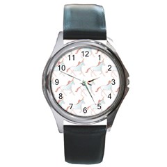 Unicorn Pattern Round Metal Watch