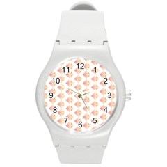 Geometric Losangle Pattern Rosy Round Plastic Sport Watch (m)