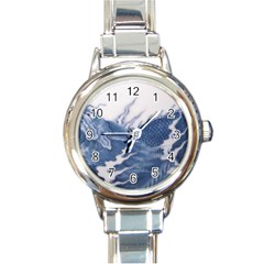 Blue Chinese Dragon Round Italian Charm Watch by paulaoliveiradesign