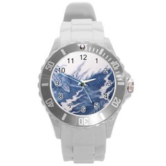 Blue Chinese Dragon Round Plastic Sport Watch (l)