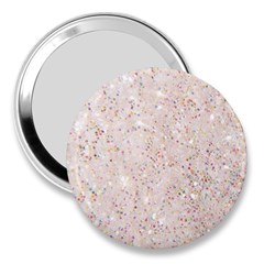 White Sparkle Glitter Pattern 3  Handbag Mirrors