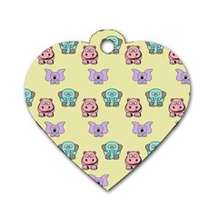 Animals Pastel Children Colorful Dog Tag Heart (two Sides) by BangZart