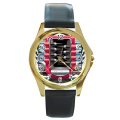 Car Engine Round Gold Metal Watch by BangZart