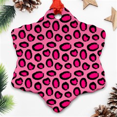 Cute Pink Animal Pattern Background Snowflake Ornament (two Sides) by TastefulDesigns