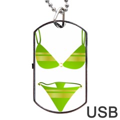 Green Swimsuit Dog Tag Usb Flash (one Side) by BangZart