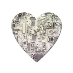 White Technology Circuit Board Electronic Computer Heart Magnet by BangZart