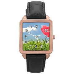 Love Concept Poster Rose Gold Leather Watch  by dflcprints