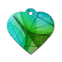 Sunlight Filtering Through Transparent Leaves Green Blue Dog Tag Heart (two Sides) by BangZart