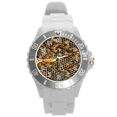 Queen Cup Honeycomb Honey Bee Round Plastic Sport Watch (l) by BangZart