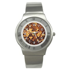 Honey Honeycomb Pattern Stainless Steel Watch by BangZart