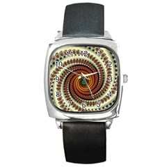 Fractal Pattern Square Metal Watch by BangZart