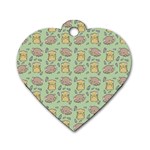 Cute Hamster Pattern Dog Tag Heart (Two Sides) Front