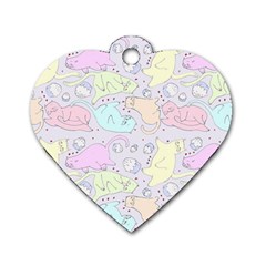 Cat Animal Pet Pattern Dog Tag Heart (two Sides) by BangZart