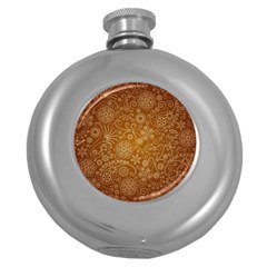 Batik Art Pattern Round Hip Flask (5 Oz)