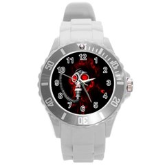 Gas Mask Round Plastic Sport Watch (l) by Valentinaart