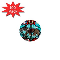 Elephant Stained Glass 1  Mini Buttons (100 Pack)  by BangZart