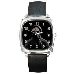 Gangsta Pug Square Metal Watch by Valentinaart