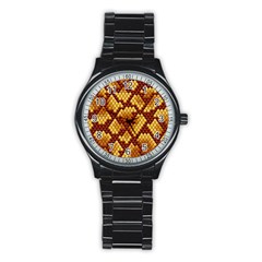 Snake Skin Pattern Vector Stainless Steel Round Watch by BangZart