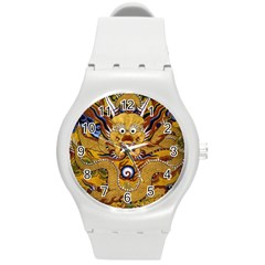 Chinese Dragon Pattern Round Plastic Sport Watch (m)