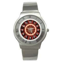 Circle Pattern Stainless Steel Watch