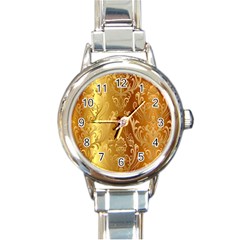 Golden Pattern Vintage Gradient Vector Round Italian Charm Watch