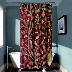 Crewel Fabric Tree Of Life Maroon Shower Curtain 36  X 72  (stall) 