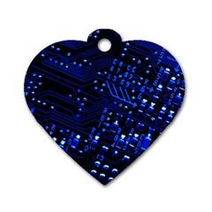 Blue Circuit Technology Image Dog Tag Heart (two Sides) by BangZart