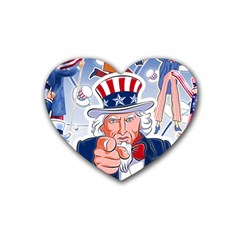 Independence Day United States Of America Rubber Coaster (heart)  by BangZart