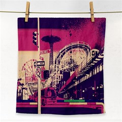 Pink City Retro Vintage Futurism Art Face Towel by BangZart