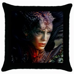 Digital Fantasy Girl Art Throw Pillow Case (black) by BangZart