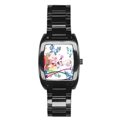 Butterfly Vector Art Stainless Steel Barrel Watch