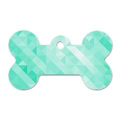 Bright Green Turquoise Geometric Background Dog Tag Bone (two Sides) by TastefulDesigns