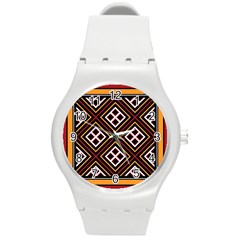 Toraja Pattern Pa re po  Sanguba ( Dancing Alone ) Round Plastic Sport Watch (m) by BangZart