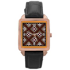 Toraja Pattern Pa re po  Sanguba ( Dancing Alone ) Rose Gold Leather Watch  by BangZart