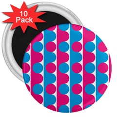 Pink And Bluedots Pattern 3  Magnets (10 Pack)  by BangZart