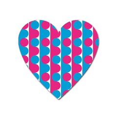 Pink And Bluedots Pattern Heart Magnet by BangZart