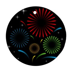 Fireworks With Star Vector Round Ornament (two Sides)