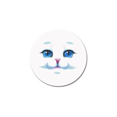 Cute White Cat Blue Eyes Face Golf Ball Marker (10 Pack) by BangZart