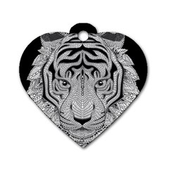 Tiger Head Dog Tag Heart (two Sides) by BangZart