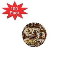 Tarot Cards Pattern 1  Mini Buttons (100 Pack)  by Valentinaart