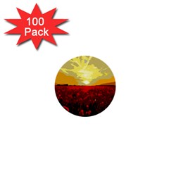 Poppy Field 1  Mini Buttons (100 Pack)  by Valentinaart