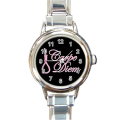 Carpe Diem  Round Italian Charm Watch by Valentinaart