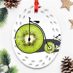 Kiwi Bicycle  Oval Filigree Ornament (two Sides) by Valentinaart