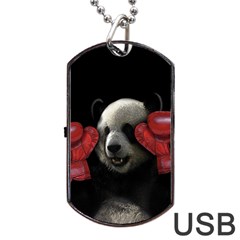 Boxing Panda  Dog Tag Usb Flash (one Side) by Valentinaart