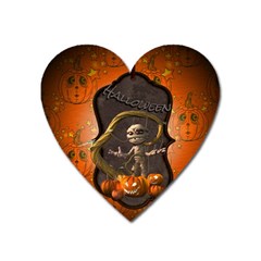 Halloween, Funny Mummy With Pumpkins Heart Magnet by FantasyWorld7