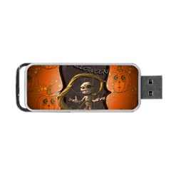 Halloween, Funny Mummy With Pumpkins Portable Usb Flash (one Side) by FantasyWorld7